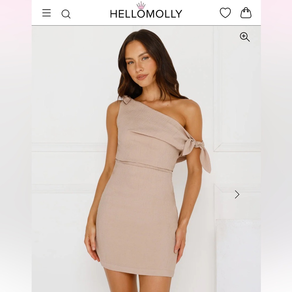 Hello Molly One-Shoulder Beige Dress